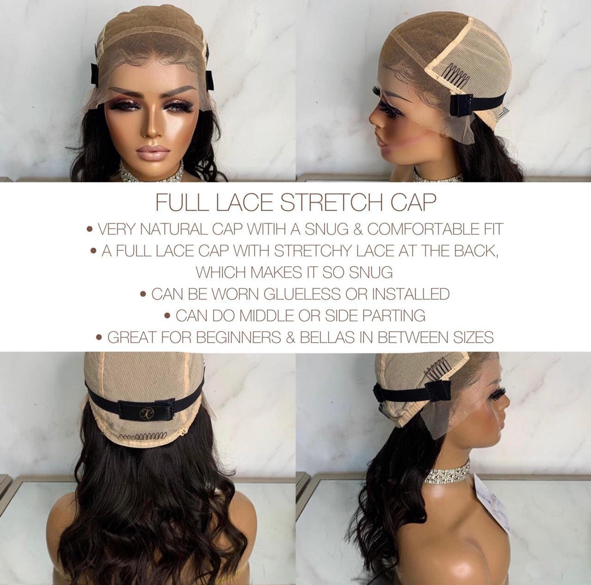 ELISE BOB | FULL LACE STRETCH CAP | CUSTOM MADE