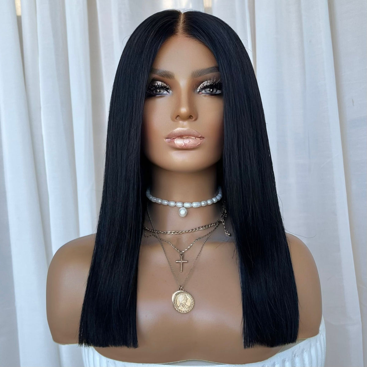 KYLIE BLACK LONG BOB | HD FULL LACE STRETCH CAP | CUSTOM MADE